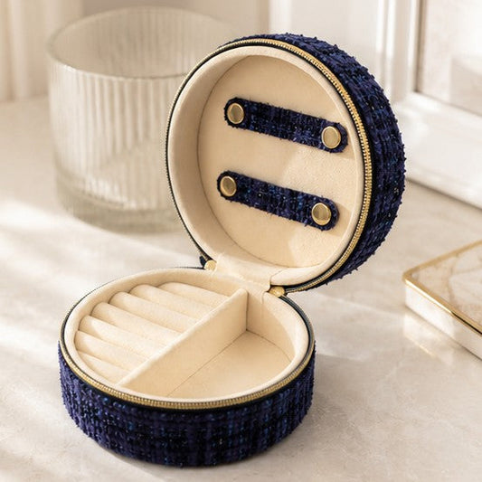 Écrin à Bijoux Tweed Bleu Marine
