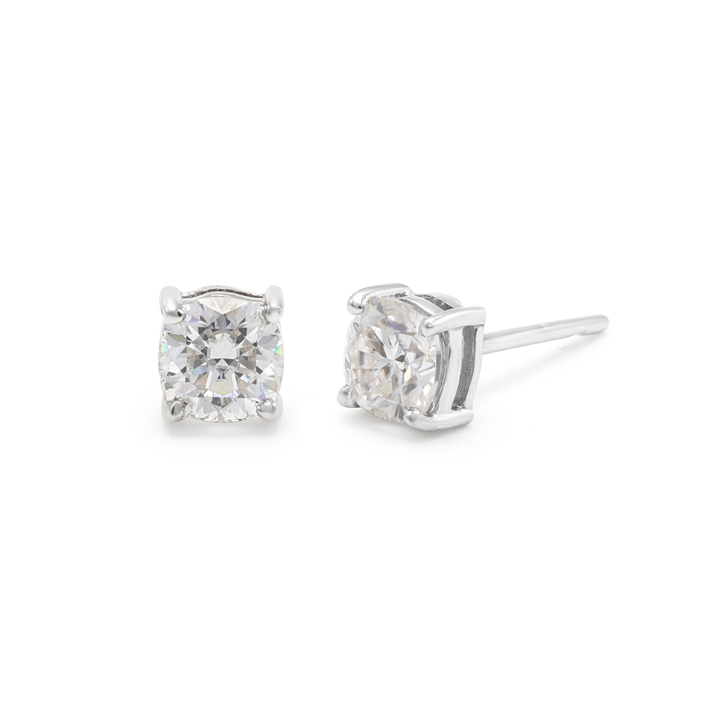 Boucles d'oreilles en argent sterling 925 avec pierres rondes en moissanite