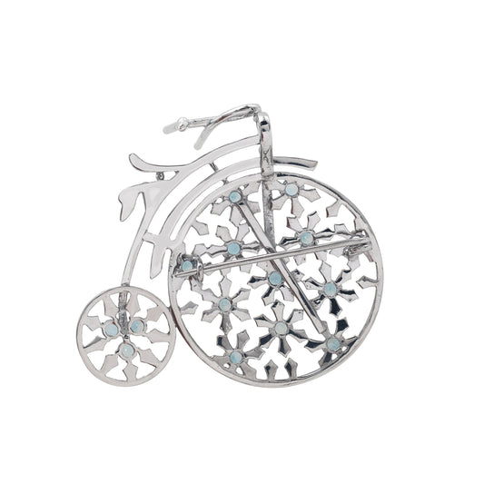 Broche vélo - argent 925 rhodié noir et topazes "London Bleu"