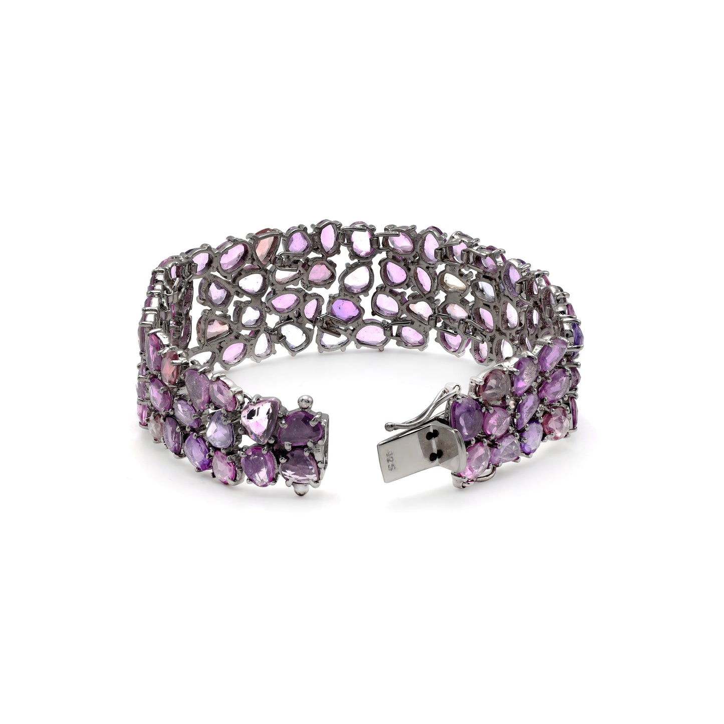 Bracelet en saphir rose plaqué rhodium noir