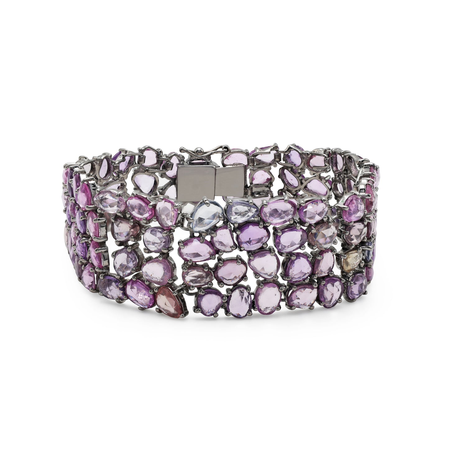 Bracelet en saphir rose plaqué rhodium noir