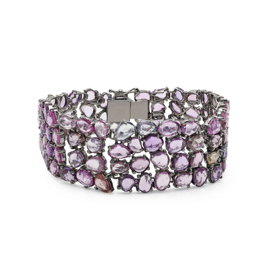 Bracelet en saphir rose plaqué rhodium noir