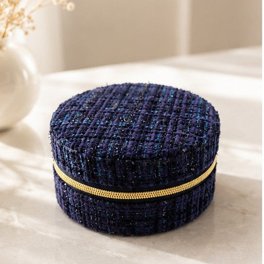 Écrin à Bijoux Tweed Bleu Marine