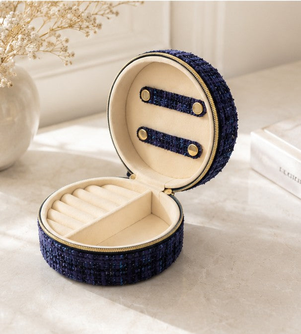 Écrin à Bijoux Tweed Bleu Marine