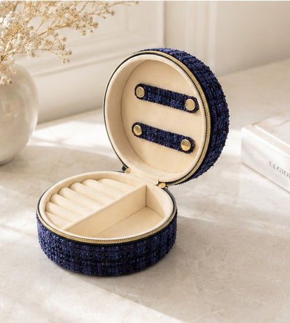 Écrin à Bijoux Tweed Bleu Marine