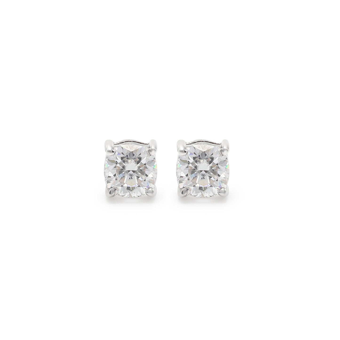 Boucles d'oreilles en argent sterling 925 avec pierres rondes en moissanite