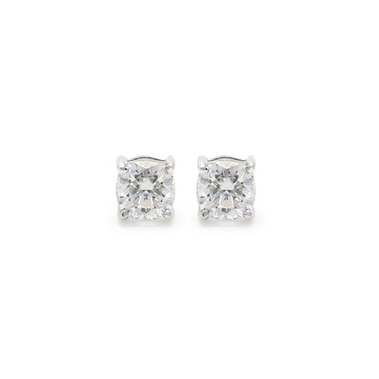 Boucles d'oreilles en argent sterling 925 avec pierres rondes en moissanite