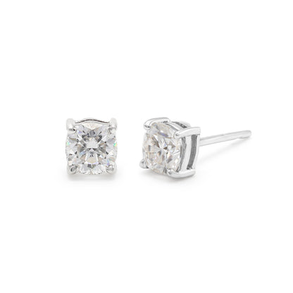 Boucles d'oreilles en argent sterling 925 avec pierres rondes en moissanite